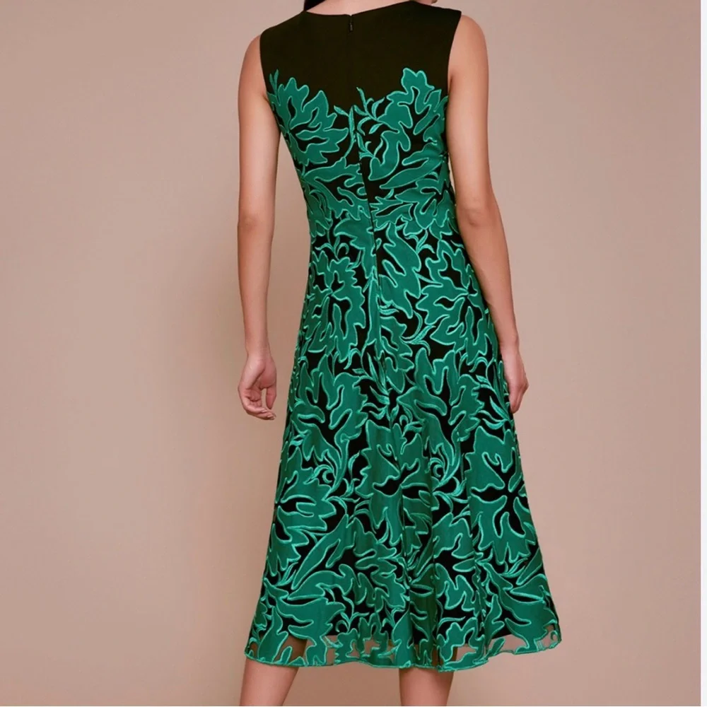 Tadashi Shoji Green Leaf Midi Dress - Picture 2 of 6